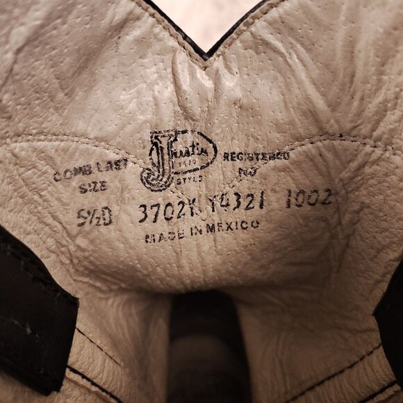 Justin black leather womens ROPER Western Cowgirl Boots Sz 5 1/2 D 3702Y - Picture 7 of 8